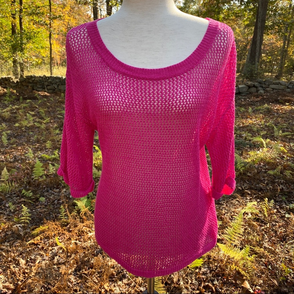 JOAN VASS BARBIE CORE TOP PINK MESH OPEN KNIT SIZE 1 8-10 M